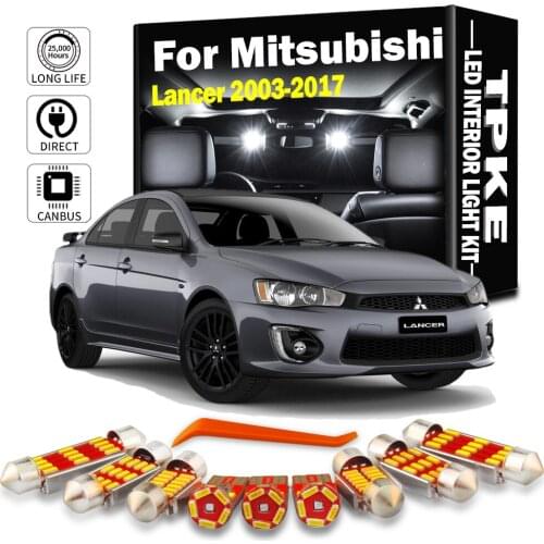 TPKE For 2003-2015 2016 2017 Mitsubishi Lancer White Car Accessories Canbus Error Free LED Interior Reading Map Dome Light Kit