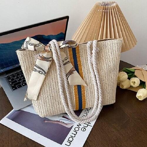 2021 New Womens Trend Brand Handbag Summer Beach Vacation Shoulder Bags Rattan Straw Weave Casual Big Tote Bag For Women