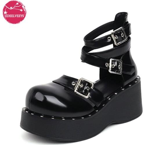 High Heels Punk Buckles Black Gothic Style Summer Boot Platform Sandals Shoes Women Lolita Cosplay Plus Size 34-43 Dropshipping