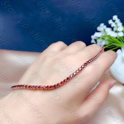 Natural Garnet Bracelet 925 Silver Womens Bracelet Luxurious and Elegant Show the charm of women