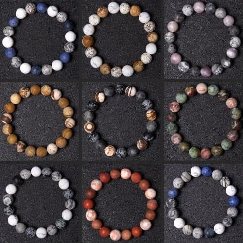 Women Men Matte 10mm beads bracelet Trendy Handmade lucky Round natural stone jaspers beaded bracelets jewelry gifts wholesale