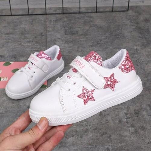 Winter Girls Casual Sports Shoes For Kids Children Sequins Strars Bing Pu Leather Anti-Slippery Plush Sneakers New 2020