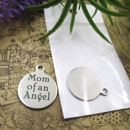 20pcs--"Mom Of An Angel"stainless steel charms 5 styles for choosing DIY Charms for necklace bracelets