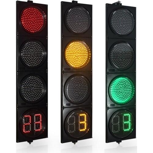 12Inch Round Red Yellow Green Traffic Light With Two Digits Countdown Timer