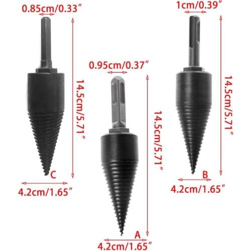14.5x4.2cm Firewood Machine Drill Wood Cone Reamer Punch Driver Drill Bit Split Drilling Tools