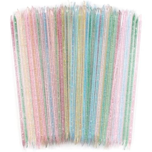 300Pcs/Pack 16.8CM Crystal Sticks Cuticle Pusher Forks Dual-end Sticker Picker Dead Skin Remover Nail Care Manicure Tools