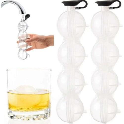 4 Cavity Whiskey Ice Cube Maker Mold Kitchen Tool Silicone Ice Ball Mold Ice Grid Round Ice Ball Ice Grid Ice Cream Tools