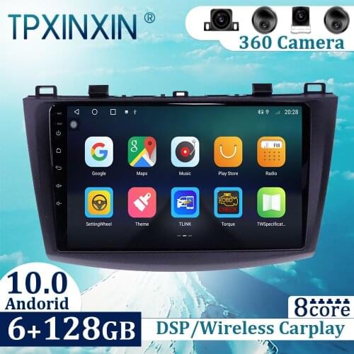 6+128GB For Mazda 3 2 2009-2013 Android 10 Carplay Radio Player Car GPS Navigation Head Unit Car Radio with Screen