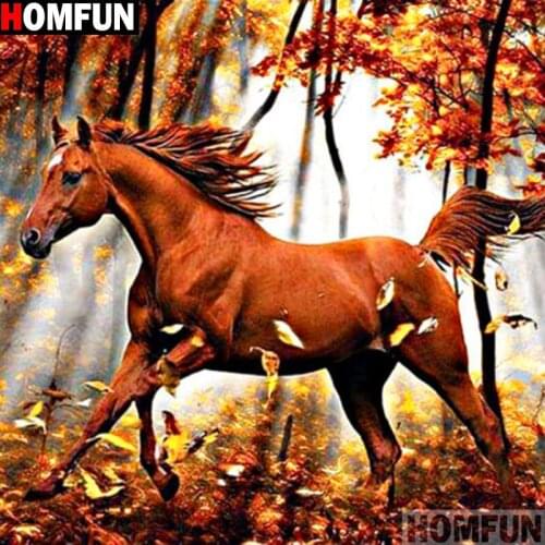 HOMFUN Full Square/Round Drill 5D DIY Diamond Painting "Animal horse" 3D Embroidery Cross Stitch 5D Decor Gift A14807