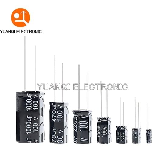 100V Aluminum Electrolytic Capacitor 1UF 2.2UF 3.3UF 4.7UF 10UF 22UF 33UF 47UF 100UF 220UF 470UF 1000UF