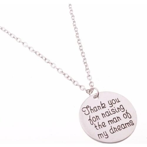 Bespmosp New Arrival"Thank You For Raising the Man of My Dreams"Letter Charm Pendant Necklace For Women Love Letter Gift