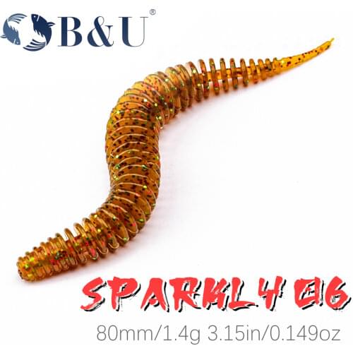 B&U Sparkly 80mm Fishing Lure Soft Lure Worm Shad Silicone Baits Larva Wobblers Pike And Bass Swimbait Artificial leurre souple