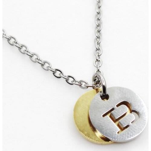 Stainless Steel Initial Alphabet B Necklace Pendant Women Men Jewelry Stainless Steel Round Coin Letter Necklace Jewelry