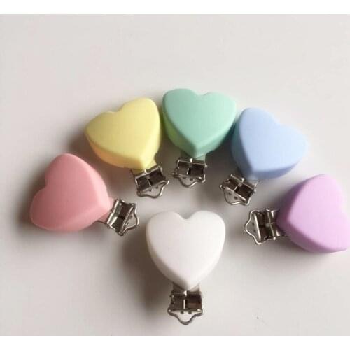 Chengkai 10pcs Silicone Heart Pacifier Clips DIY Baby Dummy Teether Chain Holder Soother Nursing Teething Craft clips