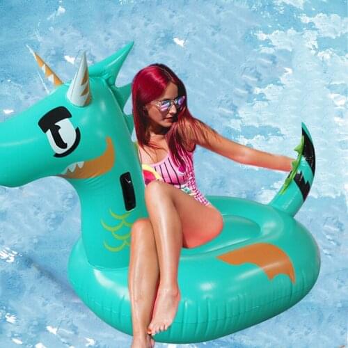 Children Green Dragon Dinosaur Swimming Pool Floating Inflatable Mattress Adult Water Games Beach Party Inflatable Floating Row