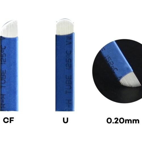 50 pcs 0.20mm 3D tattoo microblading eyebrow lip needles U shape flex tattoo blade pin for permanent makeup embroideredy