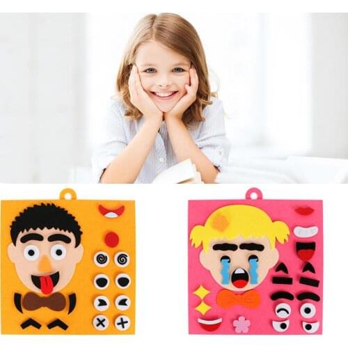 DIY Handicraft Toys Children Expression Puzzle Handmade Stickers Toy Felt Change Aids Educational Fabric Teaching Em W1E4