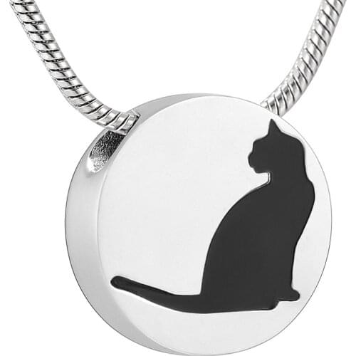 IJD10735 Stainless Steel Cremation Cat Pattern Souvenir Pendant for Ashes Urn Seller Pet Memorial Necklace Jewelry