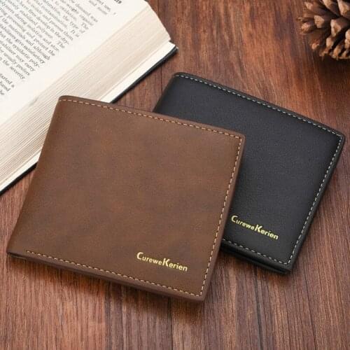 Quality New Mens PU Leather Wallets Black Colors 2 Folds Photo Bit ID Credit Card Holder Photo Bit Black Coffee Purse Wallet