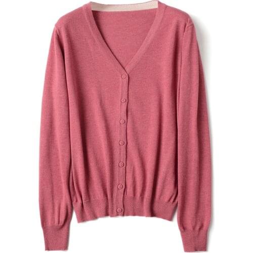 Quality 100% Cotton Caremere Sweater Women Cardigan V-meck