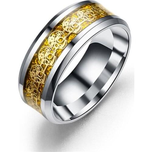 Vintage Cool Men 8mm Silver Color Stainless Steel Rings Classic Skull Rings Mens Jewelry Wedding Bands Boyfriend Gift 16-23mm