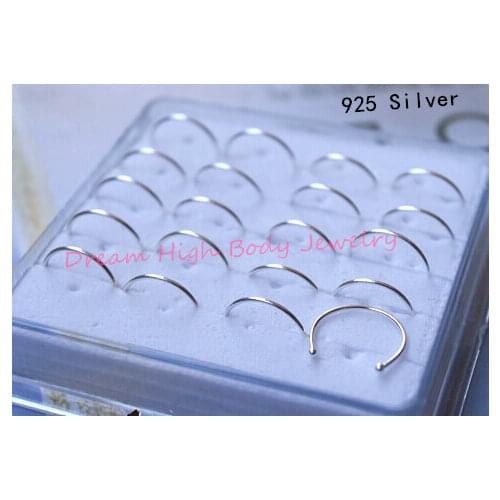 Hoop Nose Ring 925 Sterling Silver Earring Nose Ear Lip Ring Stud Fake Ear Clip Cuff 20pcs/box fake septums