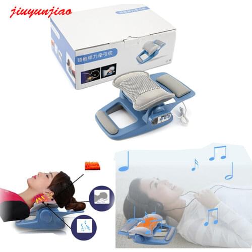 Music Massage Pillow Cervical Traction Pillow Neck Tractor Brace Support Vibration Massager Hot Compress Physiotherapy Pain