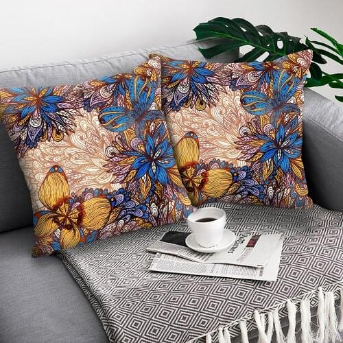 MTMETY Bohemian plant cushion cover Home Decoration Pillowcase Retro sofa decorative pillow Polyester Pillowcover Pillow Cushion