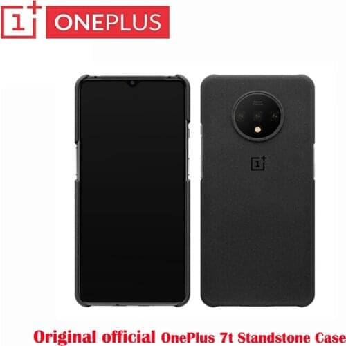 100% New Original Official OnePlus Standstone Case For OnePlus 7T Genuine Protective Case Back Skin Cover Case Black color