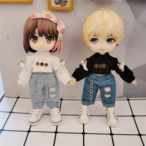NEW Ob11 baby jeans/T-shirt for 1/12 BJD Doll obitsu 11 baby accessories clothing cute pants Doll clothes birthday present