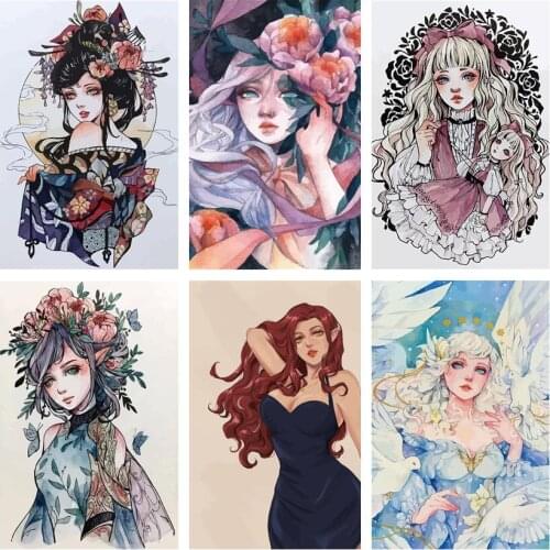 WTQ Cartoon Girl Japanse Geisha Retro Poster Canvas Painting Anime Posters Wall Decor Poster Wall Art Picture Home Decor