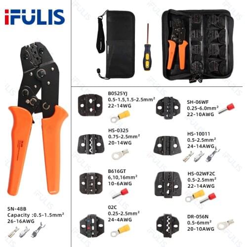 SN-48B Crimping Pliers for Tube Insulation Terminals Electrical Clamp Tools 0.5-1.5mm2 Multi Hand Tools Jaws 02C 06WF 056N 11011