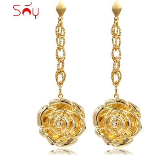 Sunny Jewelry Long Drop Dangle Earrings Fashion Jewelry 2021 Women Accessories Copper High Quality Bowknot Flower For Party Gift