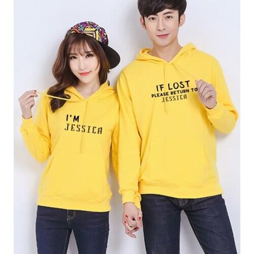 If Lost Please Return To JESSICA Letter Print Sweatshirts Women Matching Couple Pullovers Casual Oversize Cotton Mens Hoodies