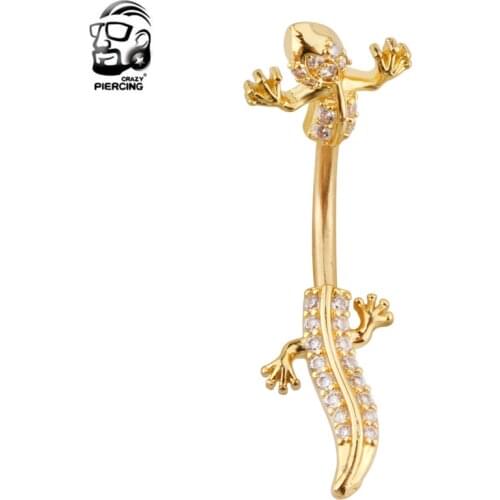 Gold Color Lizard Body Jewelry Sexy Dangle Belly Button Rings Belly Piercing Navel Piercing Rings Button Piercing Bijoux Jewelry