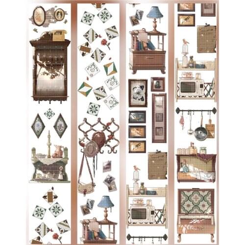 Vintage Furniture Washi Masking Tapes for Card Making Bullet Journal DIY Scrapbooking Label Stickers