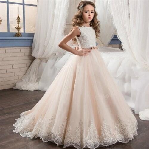 Vintage Flower Girls Dress For Wedding Evening Children Princess Party Pageant Long Gown Kids Dresses For Girls Formal Clothes