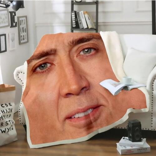 SONSPEE 3D Print Adults Kids Funny Nicolas Cage Many Faces Blanket Sofa Bed Chair Rest Bedding Home Indoor Decor Supply B110