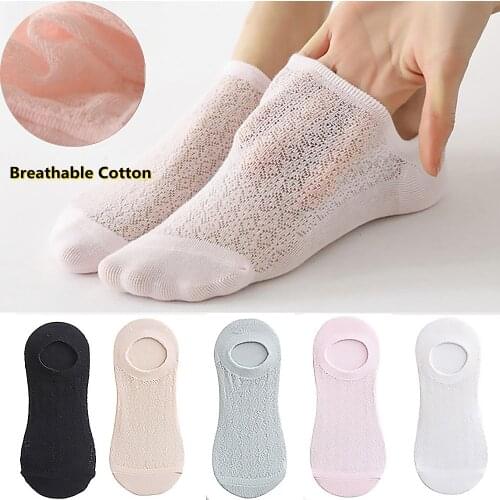 1/5 Pairs Comfortable Cotton Invisible Ankle Socks Lace Flower Boat Socks Women Short Socks Summer
