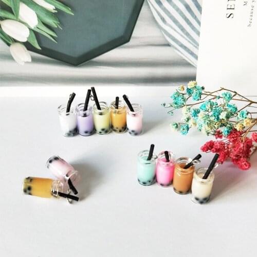 10pcs Classics Pearl Milk Tea Bottle Resin Charms Pendants Summer Drink Bottle Pendants Finding DIY Earrings Jewelry Accessories