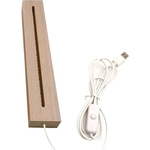 3D Crystals Glass Resin Art Rectangle LED Lights Display Base Crystal Wooden Lighted Base Stand