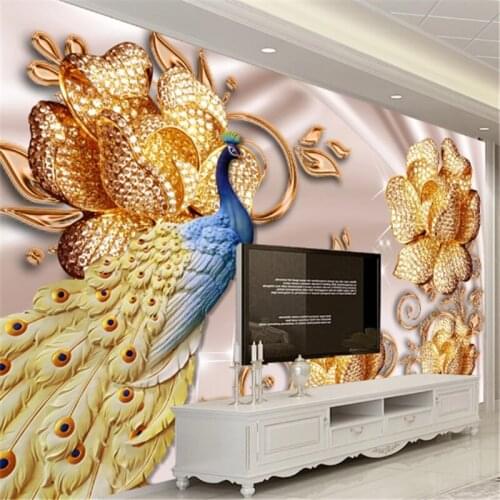 Beibehang Custom high-end wallpaper 3D mural fashion photo luxury atmosphere jewelry magnolia peacock blessing background