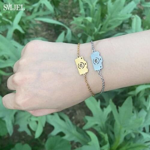 Fashion Stainless Steel Camera Charm Bracelets for Women Design Lucky Bracelet Jewelry Lover Photographer Birthday Gifts