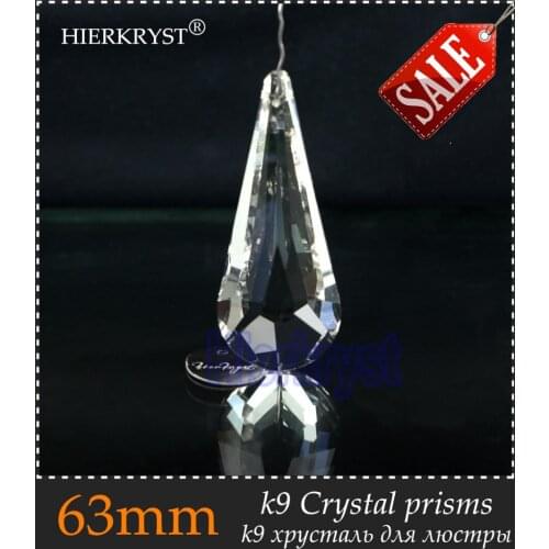 HIERKYST 1 pc K9 Glass Crystal Prisms Pendants Chandeliers Parts Lustres Rainbow Lamp Lighting Hang Drops 63mm 2.48" #1933-1