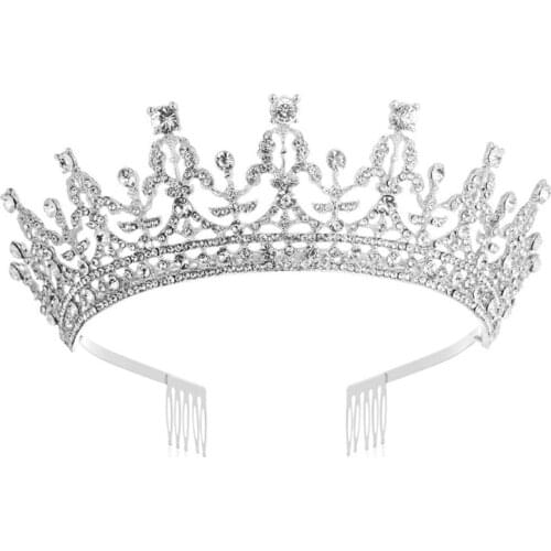 Princess Queen Tiara Crown with Comb Crystal Rhinestone Bridal Wedding Headband U90E