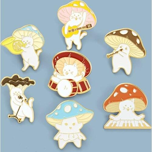Creative cartoon cute color mushroom animal mushroom concert alloy brooch