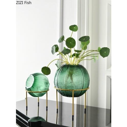 Nordic Creative glass Round vase Transparent Hydroponics Flower arrangement Modern home desktop decorations Wedding flower vase