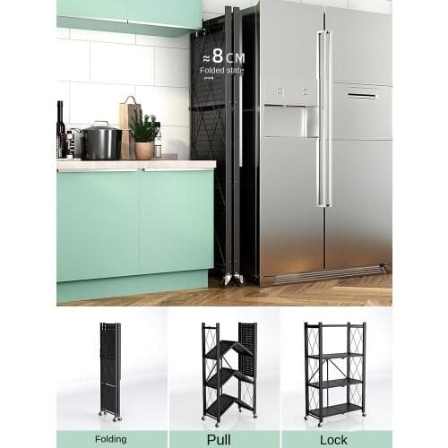 Installation-free kitchen rack Floor-standing multi-layer microwave oven storage folding storage rack