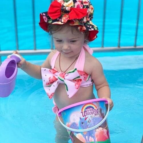 Pudcoco Toddler Baby Girls Watermelon Swimwear Children Halter Swimsuit Bikini Bathing Suit Swimming Beachwear