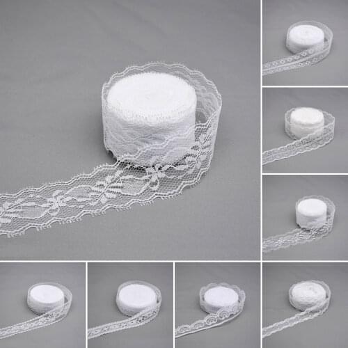 10Yard White Lace Ribbon Tape 25mm White Lace Trim Fabric DIY Embroidered Craft Clothing Gift Wrapping Wedding Sewing Decoration